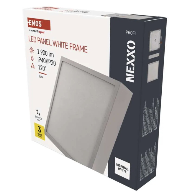 LED panel NEXXO,nadometni, kvadratni, bel, 21W,nevtralno bela