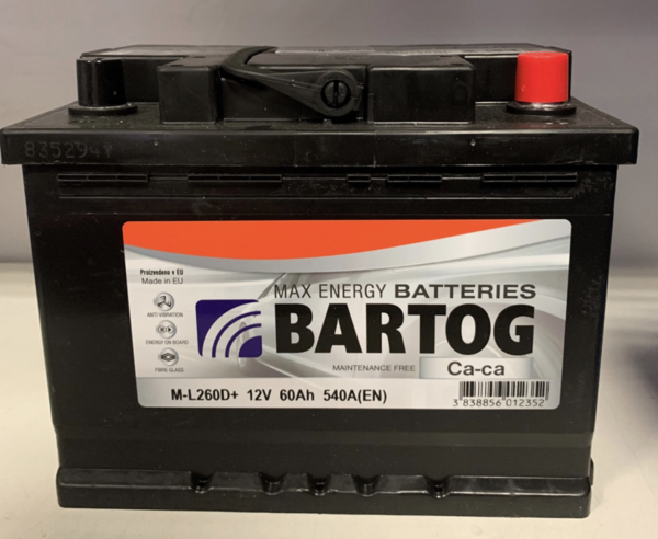 AKUMULATOR 60Ah BARTOG D+ 242X175X190 540A