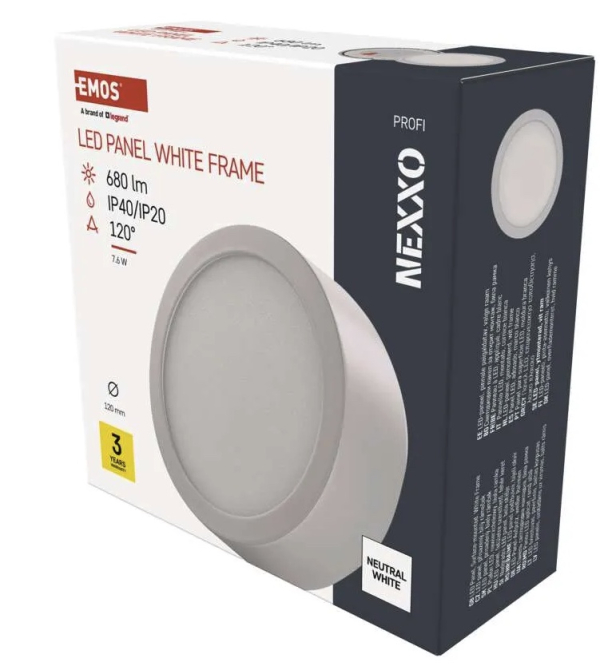 LED panel NEXXO, nadometni, okrogel, bel, 7,6W,nevtralno bela