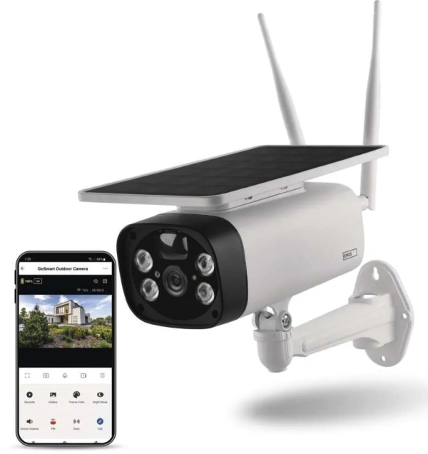 GoSmart Zunanja vrtljiva baterijska kamera IP-600 EYE z WiFi in solarnim panelom