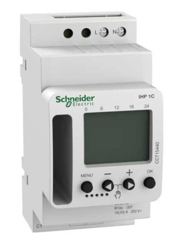 Časovna digitalna ura IHP 1C 24h/7d 16A 230V 45mm