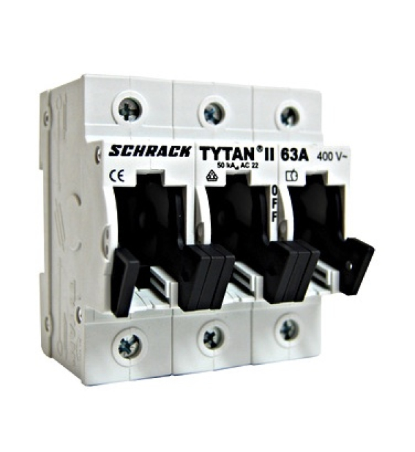 Ločilnik, varovalčni, TYTAN II za D0 taljive vložke, 3P, 63A