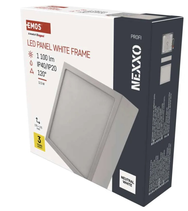 LED panel NEXXO,nadometni, kvadratni, bel, 12,5W,nevtralno bela