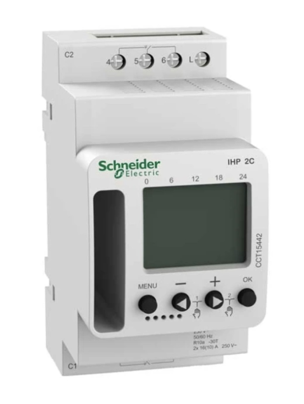 Časovna digitalna ura IHP 2C 24h / 7d BAT 16A 45mm