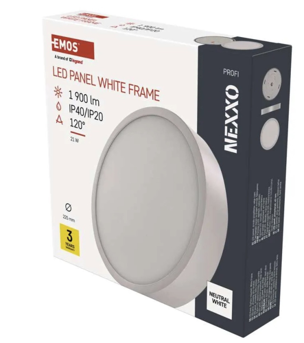 LED panel NEXXO, nadometni,okrogel, bel, 21W, nevtralno bela