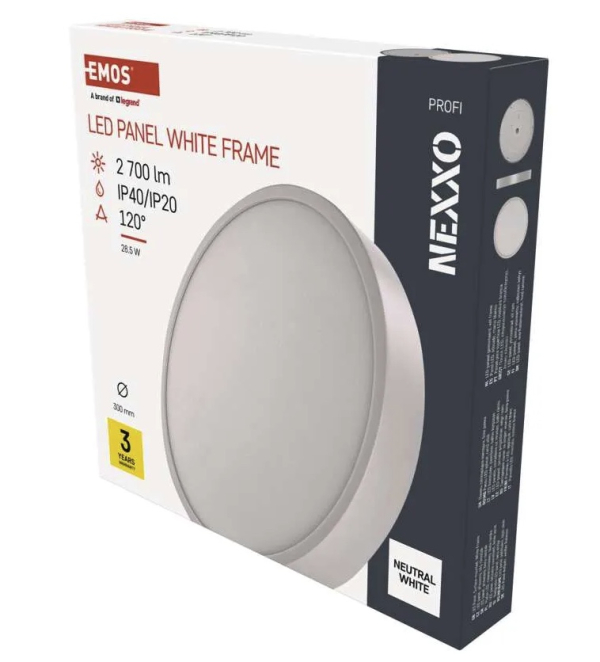 LED panel NEXXO, nadometni, okrogel, bel, 28,5W, nevtralno bel