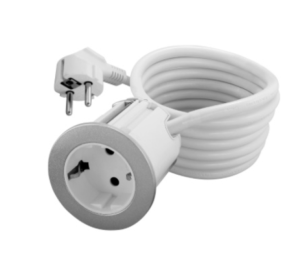 Potopna vtičnica bela/siva 2m