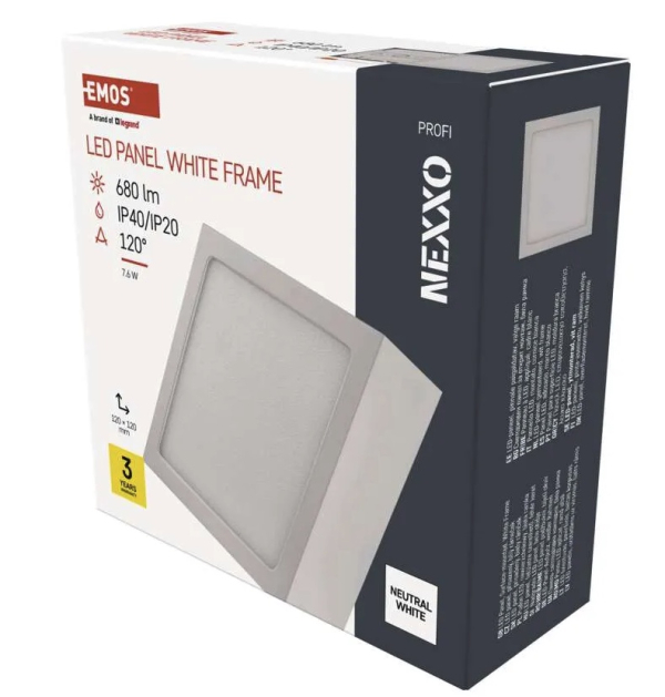 LED panel NEXXO,nadometni, kvadratni, bel, 7,6W,nevtralno bela