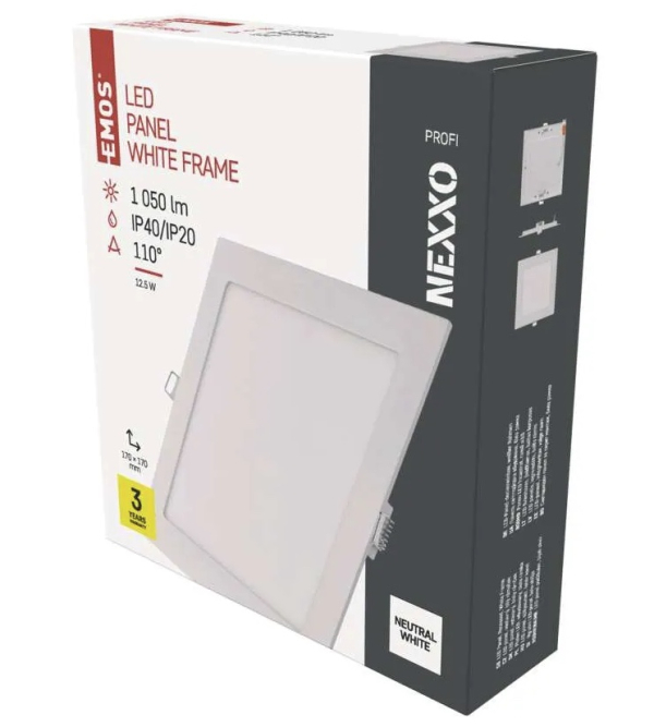 LED panel NEXXO, vgradni, kvadratni, bel, 12W, nevtralno bela Številka za naročilo ZD2135 3x oglejte si oceno