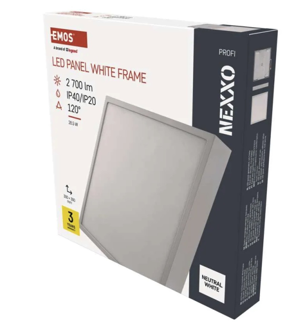 LED panel NEXXO,nadometni, kvadratni, bel, 28,5W,nevtralno bela