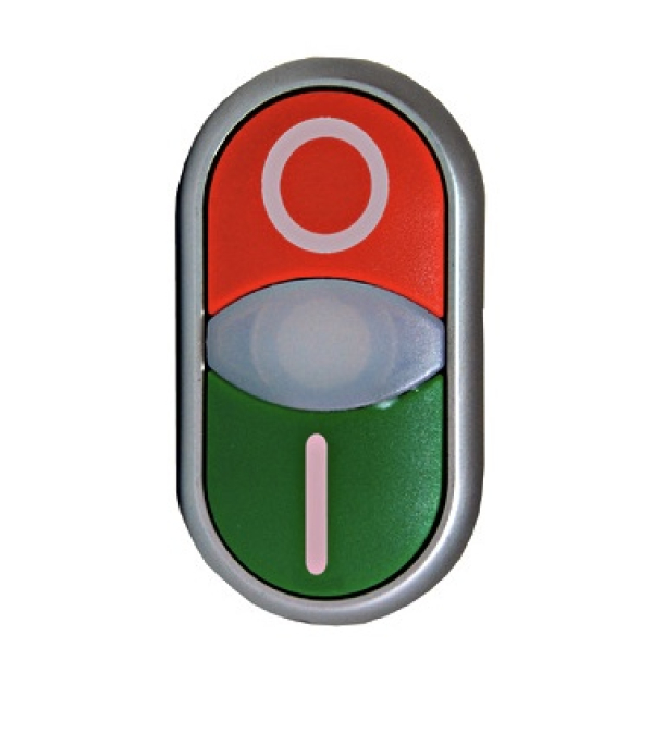 Tipkalo, dvojno, trenutni kontakt, svetleče, zeleno/rdeče